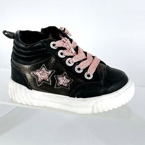 Blowfish Malibu Girls Size 6T 6 Toddler Black Star High Top Sneakers NEW Zip $55